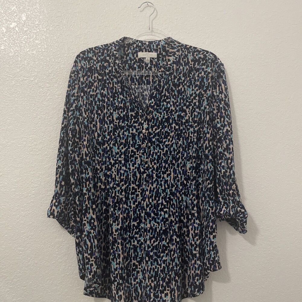 Directions XL Women’s Beautiful Black Multi Floral Blouse Top Work Wear